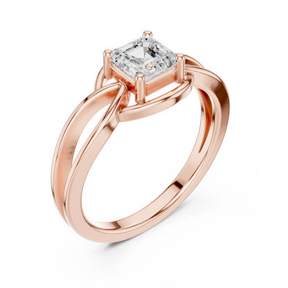 Asscher Cut Diamond Infinity Twist Solitaire Ring