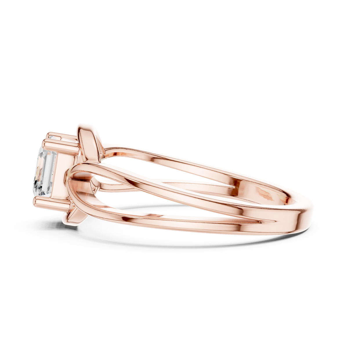 Asscher Cut Diamond Infinity Twist Solitaire Ring