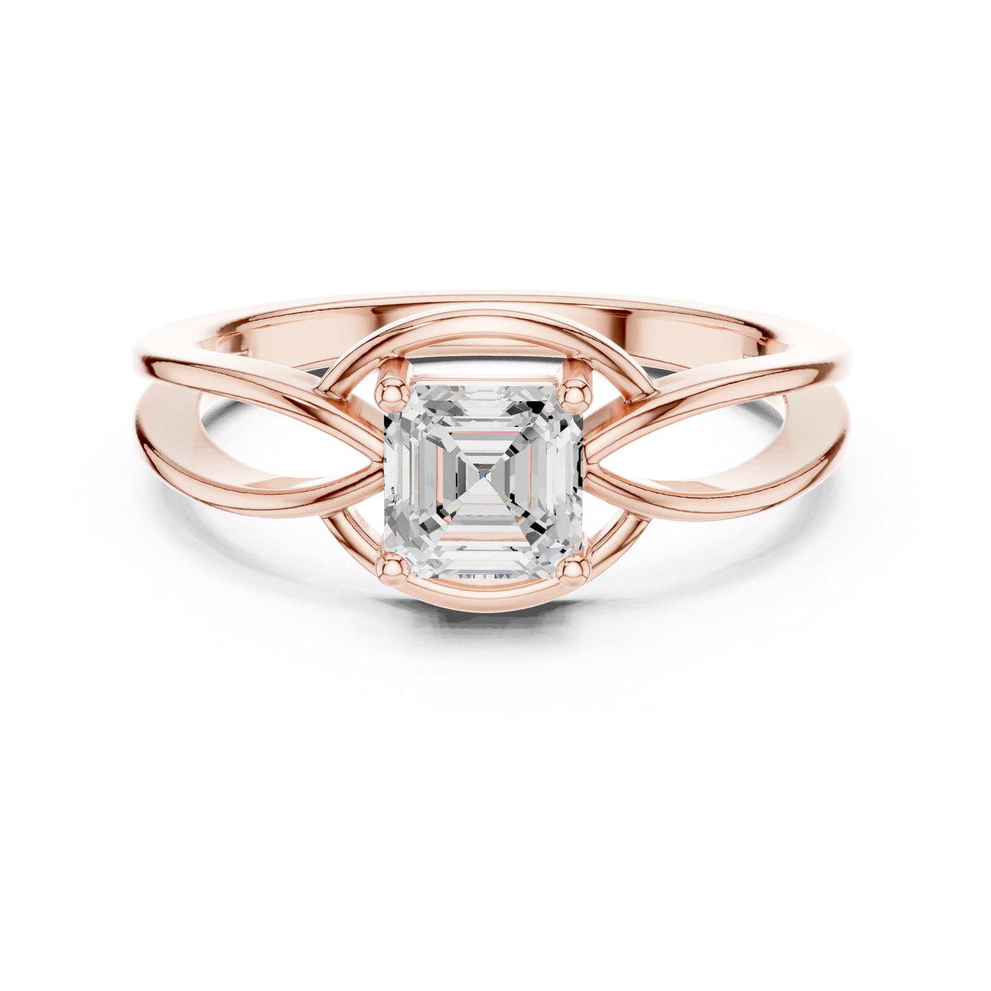 Asscher Cut Diamond Infinity Twist Solitaire Ring