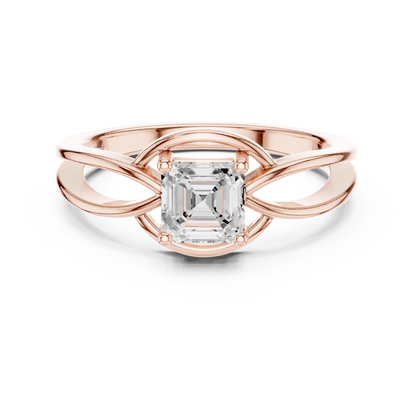 Asscher Cut Diamond Infinity Twist Solitaire Ring