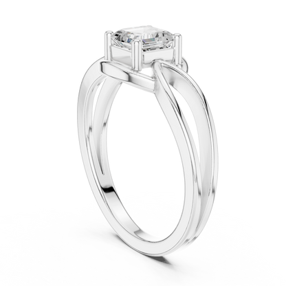 Asscher Cut Diamond Infinity Twist Solitaire Ring