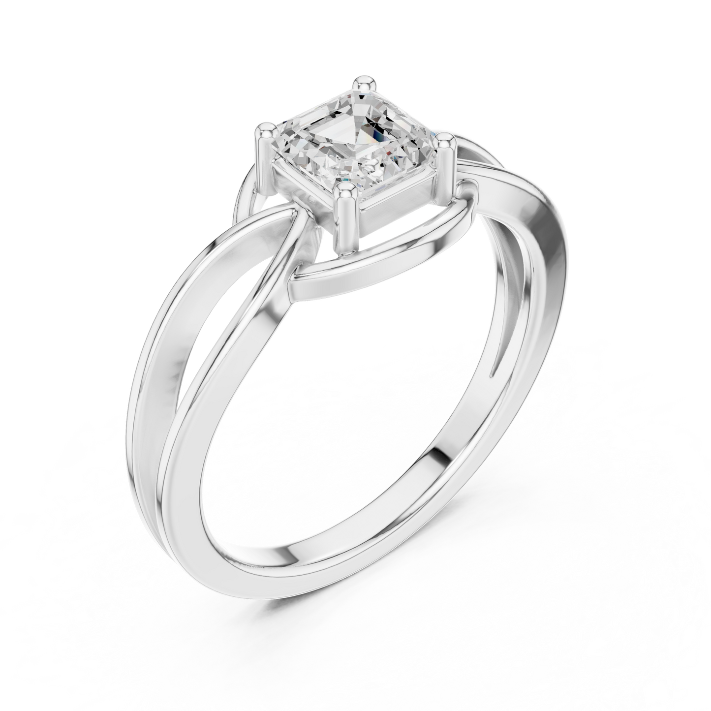 Asscher Cut Diamond Infinity Twist Solitaire Ring