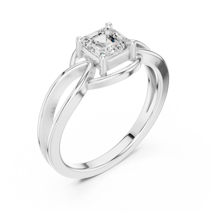 Asscher Cut Diamond Infinity Twist Solitaire Ring