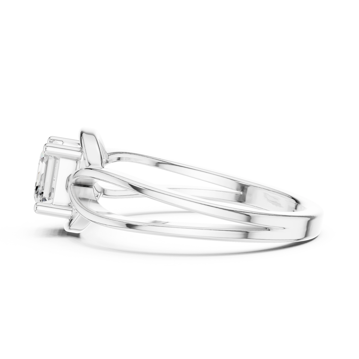 Asscher Cut Diamond Infinity Twist Solitaire Ring