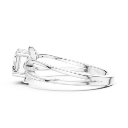 Asscher Cut Diamond Infinity Twist Solitaire Ring