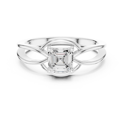 Asscher Cut Diamond Infinity Twist Solitaire Ring