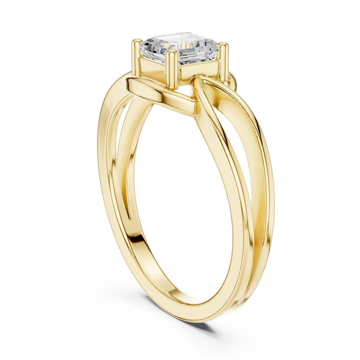 Asscher Cut Diamond Infinity Twist Solitaire Ring
