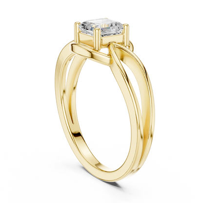 Asscher Cut Diamond Infinity Twist Solitaire Ring