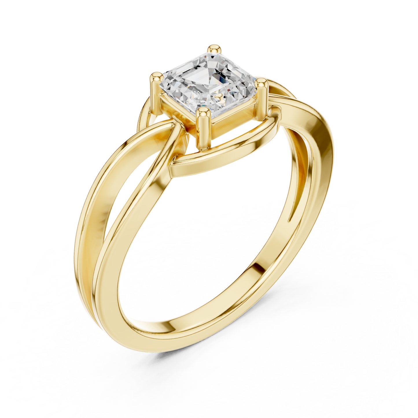 Asscher Cut Diamond Infinity Twist Solitaire Ring