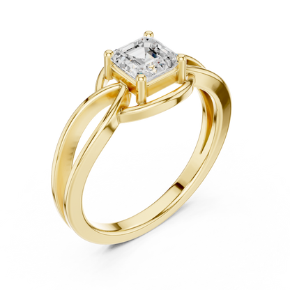 Asscher Cut Diamond Infinity Twist Solitaire Ring