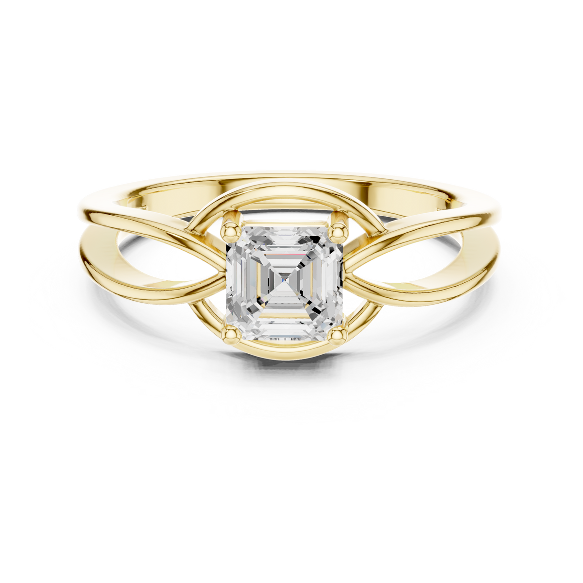 Asscher Cut Diamond Infinity Twist Solitaire Ring