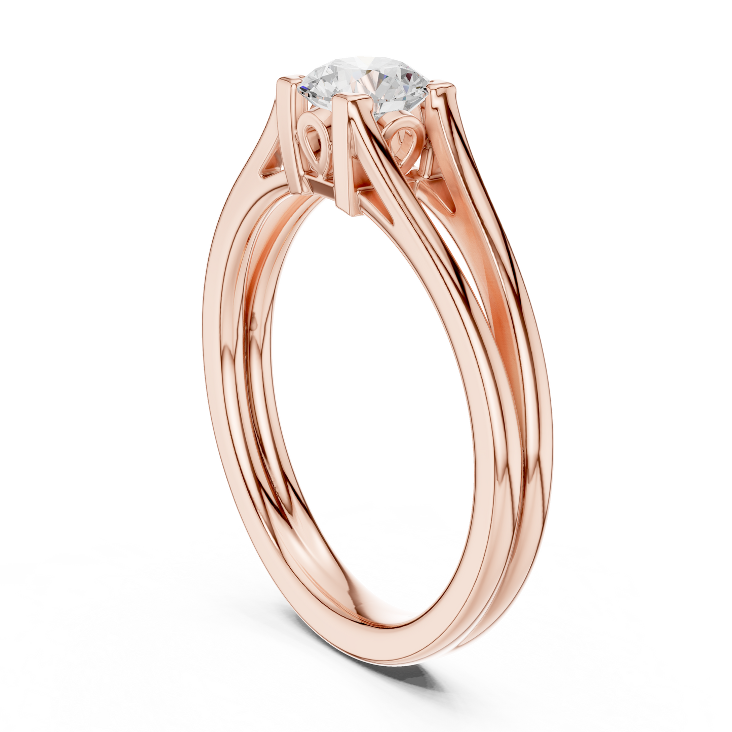 Round Cut Diamond Solitaire Split-Shank Ring