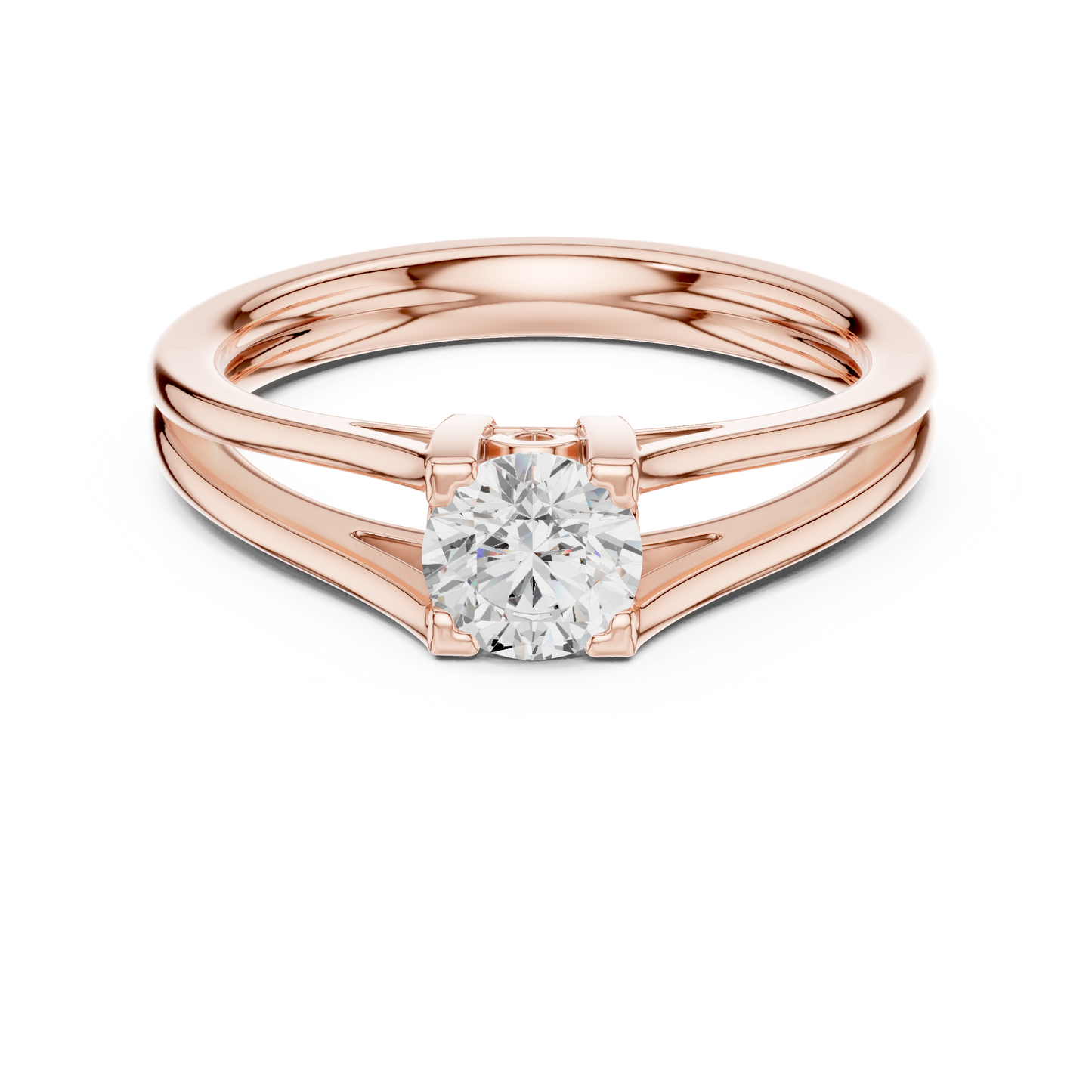Round Cut Diamond Solitaire Split-Shank Ring