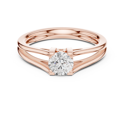 Round Cut Diamond Solitaire Split-Shank Ring