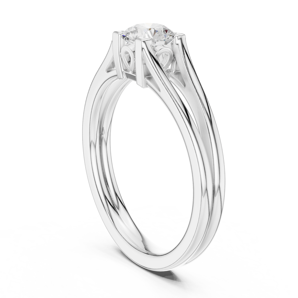 Round Cut Diamond Solitaire Split-Shank Ring