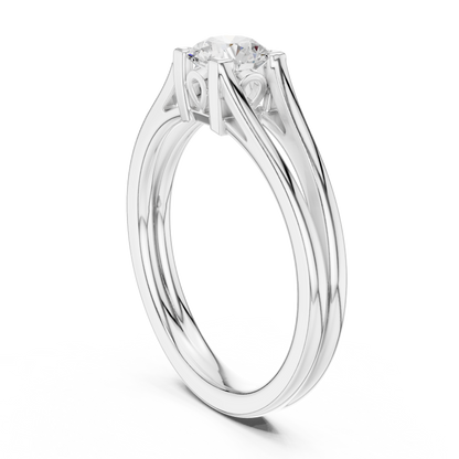 Round Cut Diamond Solitaire Split-Shank Ring