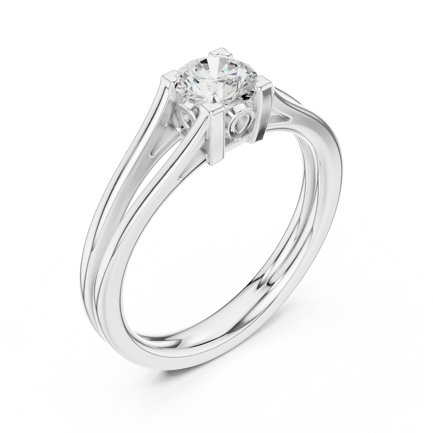 Round Cut Diamond Solitaire Split-Shank Ring