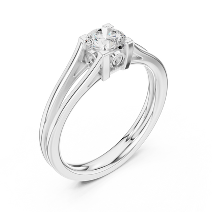 Round Cut Diamond Solitaire Split-Shank Ring