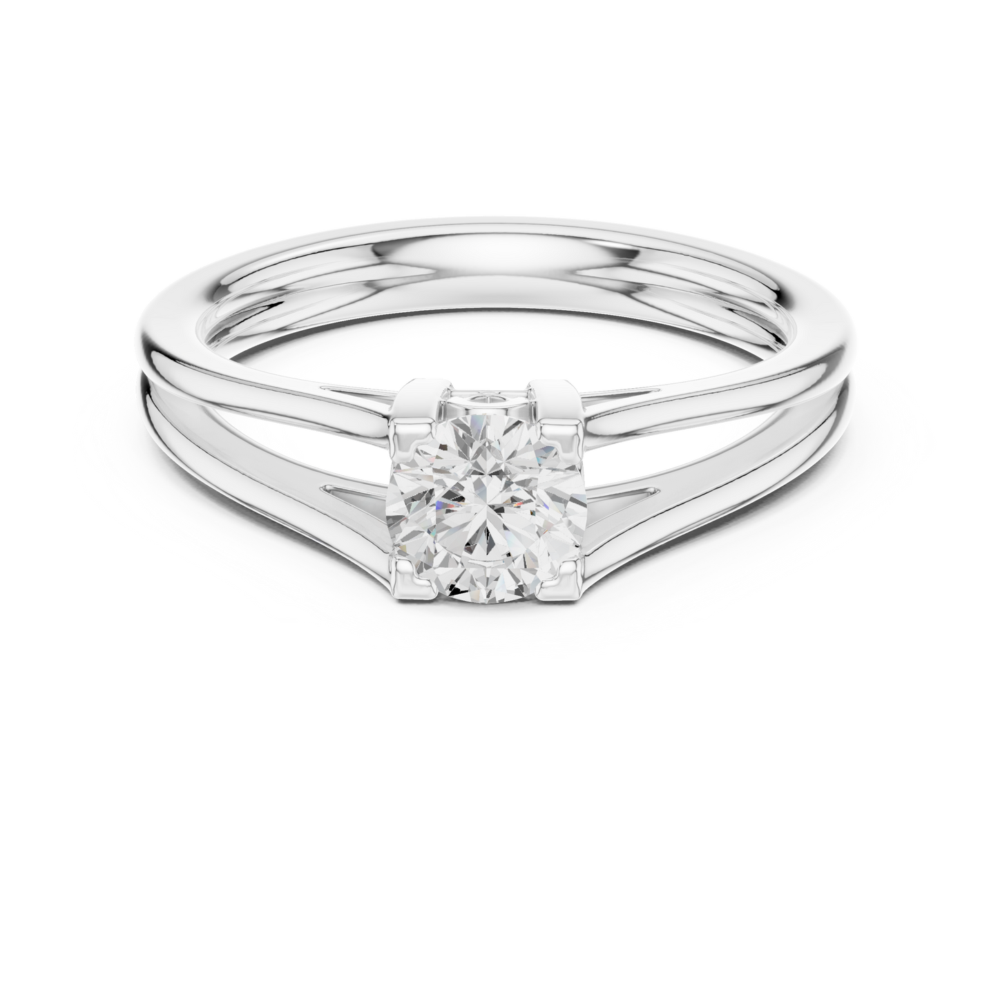 Round Cut Diamond Solitaire Split-Shank Ring
