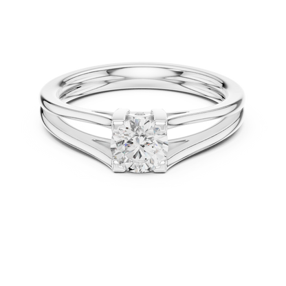 Round Cut Diamond Solitaire Split-Shank Ring