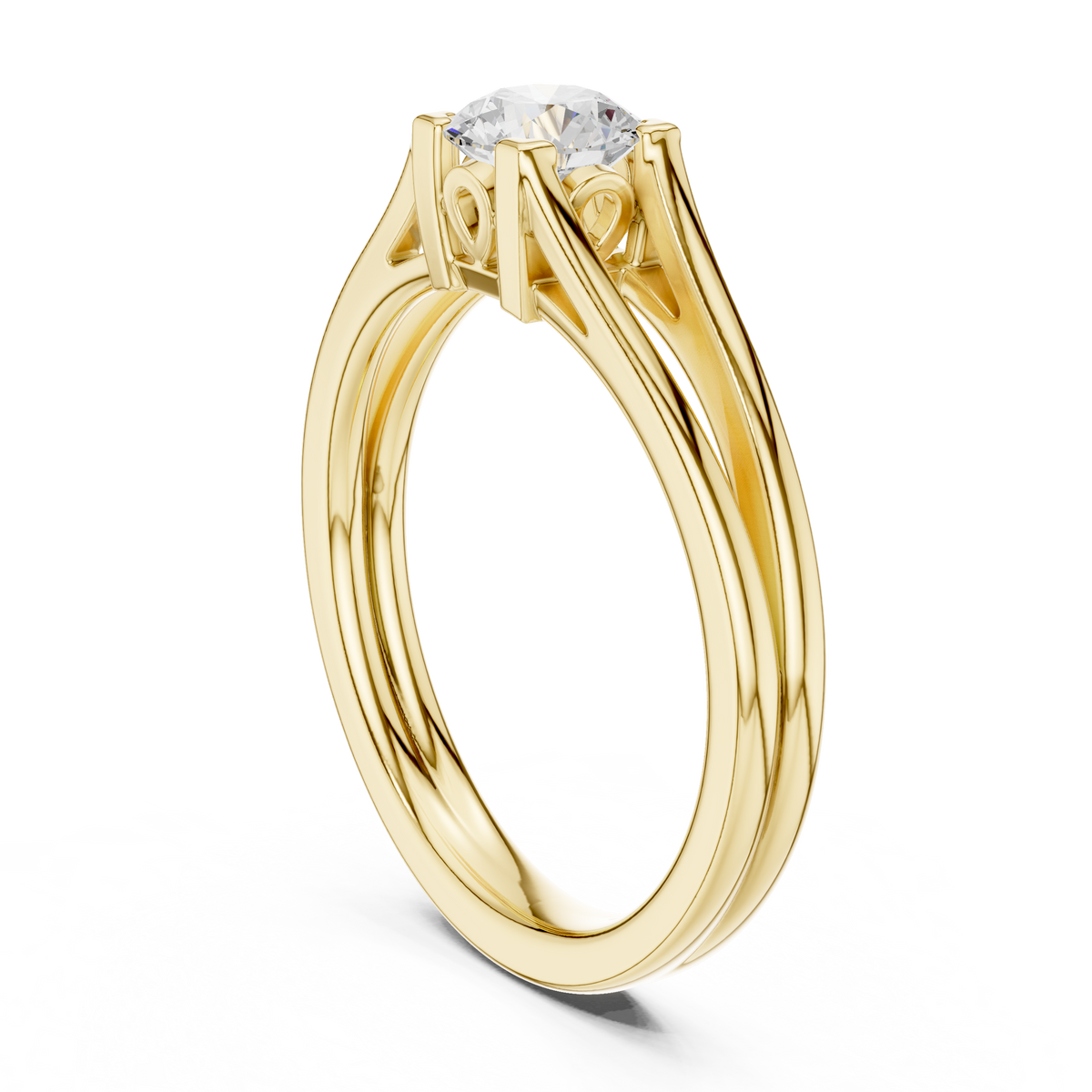 Round Cut Diamond Solitaire Split-Shank Ring