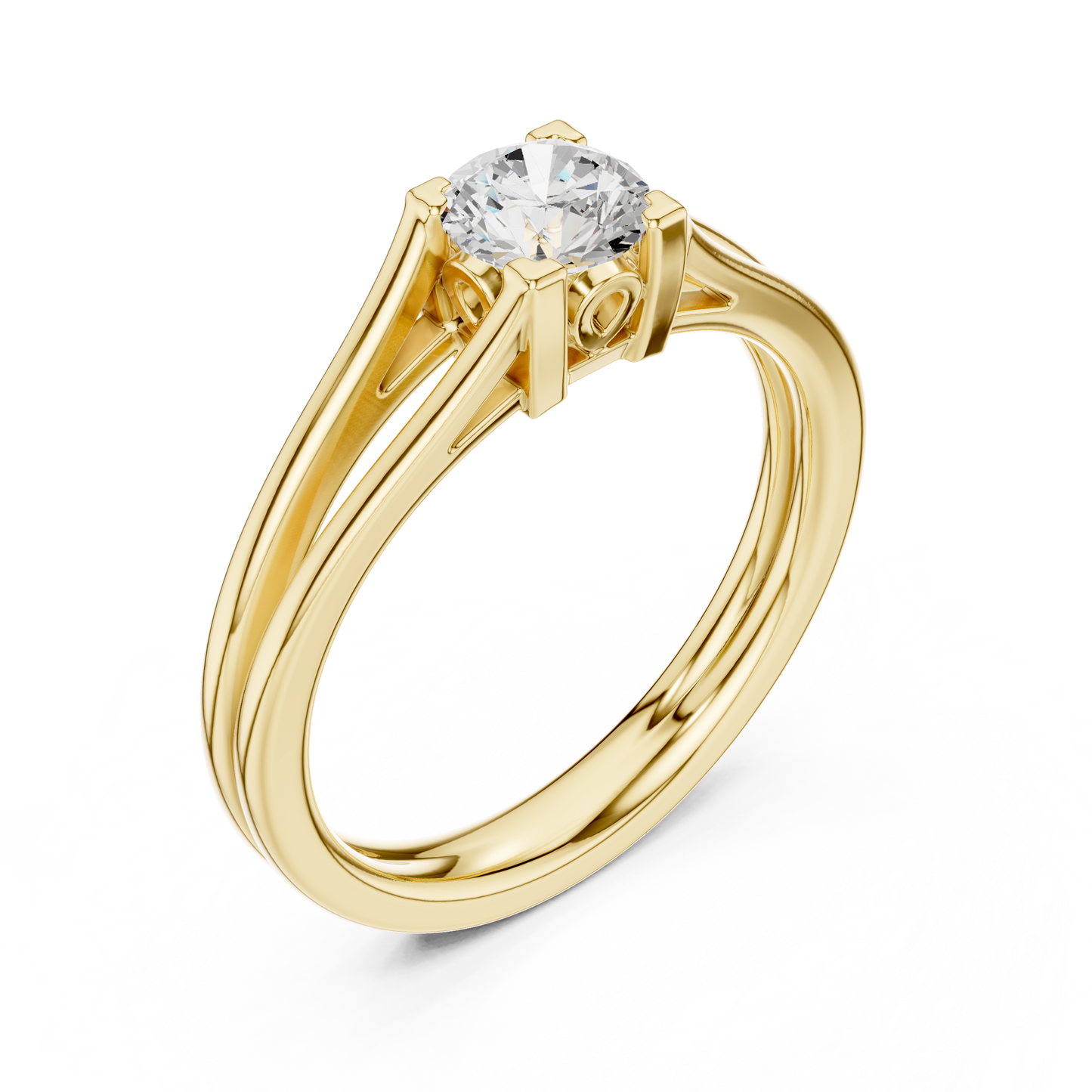 Round Cut Diamond Solitaire Split-Shank Ring