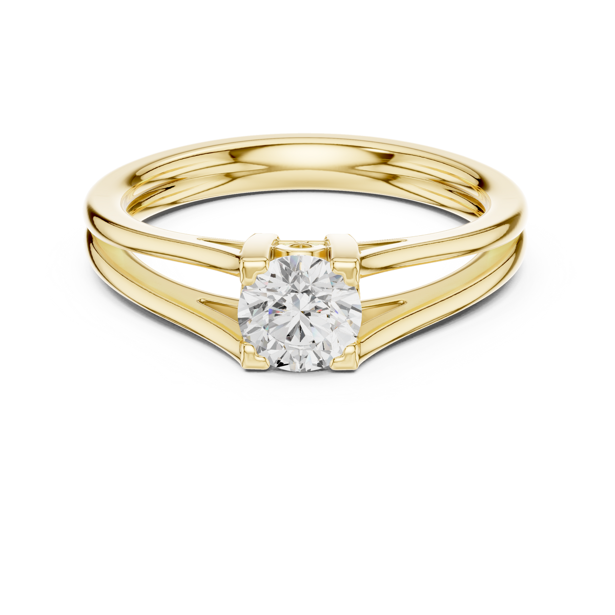 Round Cut Diamond Solitaire Split-Shank Ring