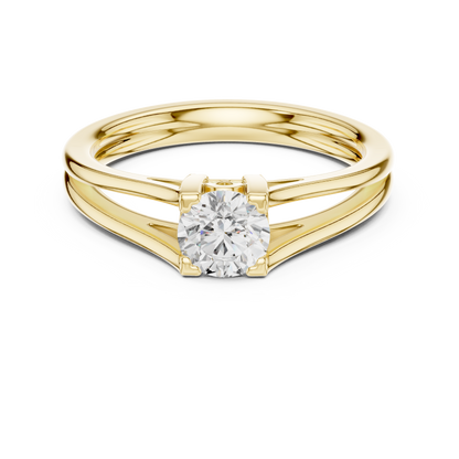 Round Cut Diamond Solitaire Split-Shank Ring