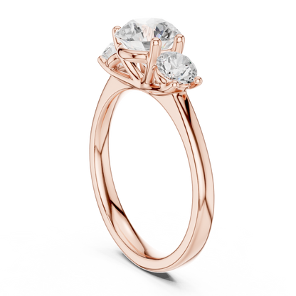 Classic Three-Stone Round Brilliant Cut Diamond Ring