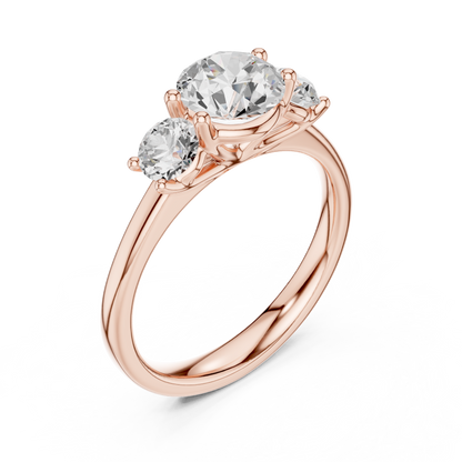 Classic Three-Stone Round Brilliant Cut Diamond Ring