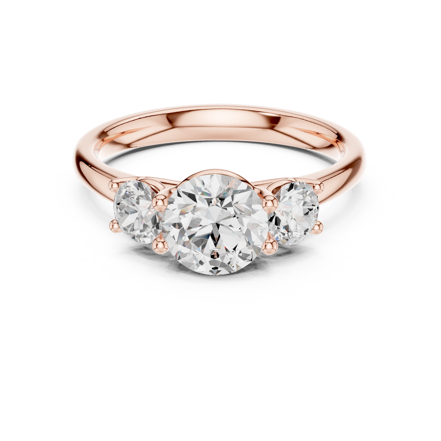 Classic Three-Stone Round Brilliant Cut Diamond Ring