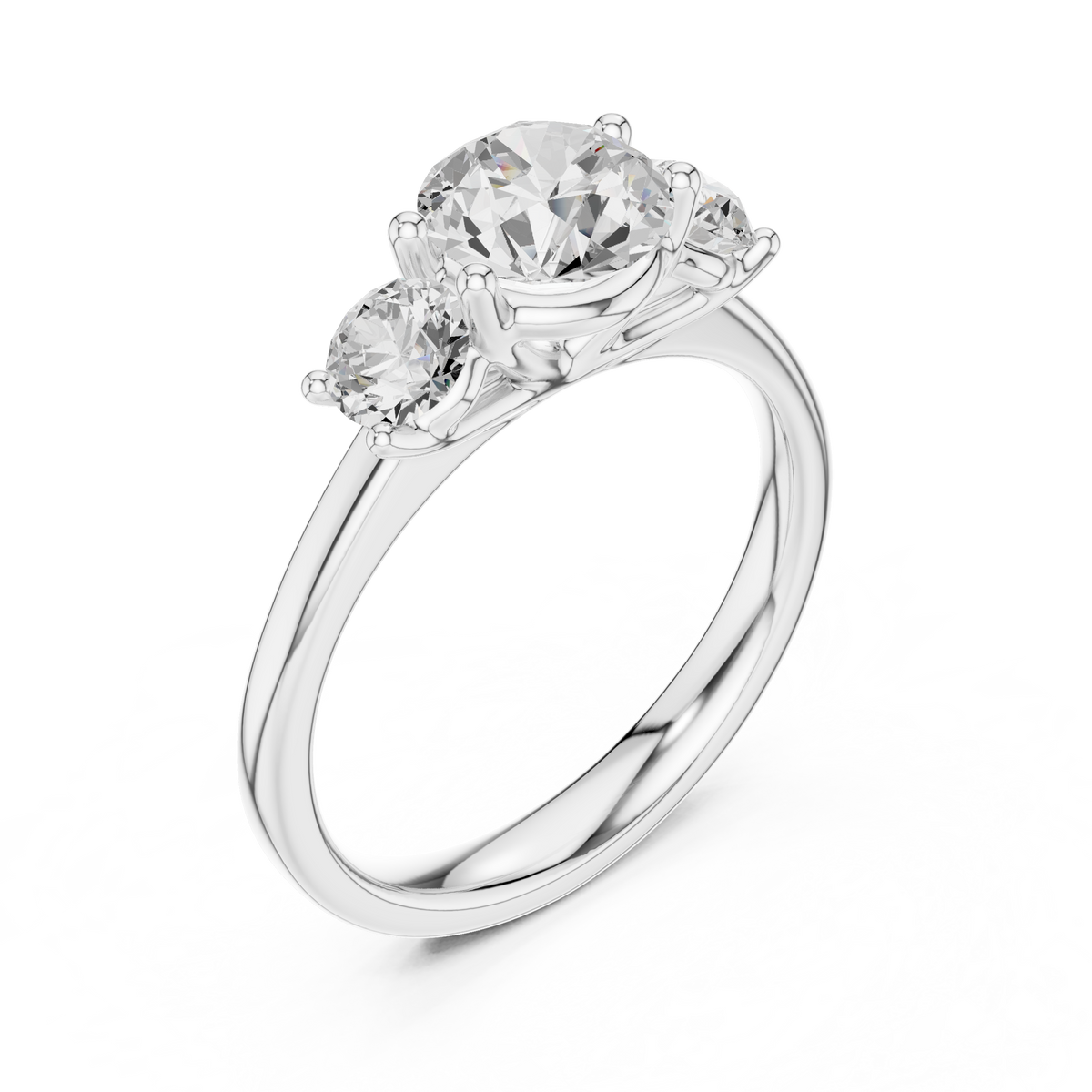 Classic Three-Stone Round Brilliant Cut Diamond Ring