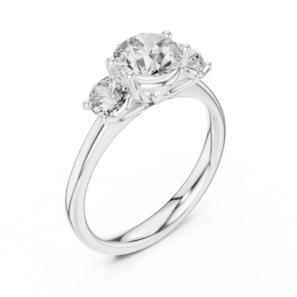 Classic Three-Stone Round Brilliant Cut Diamond Ring