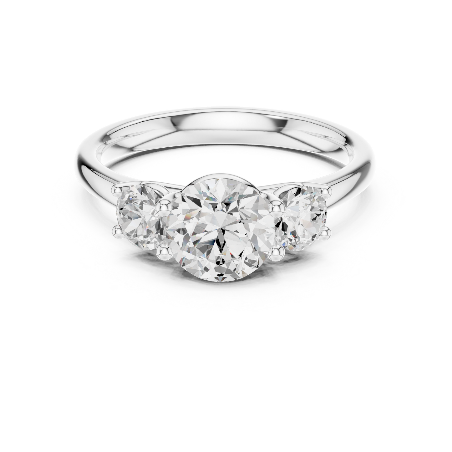 Classic Three-Stone Round Brilliant Cut Diamond Ring
