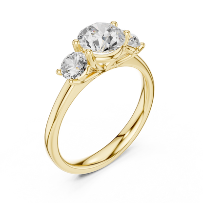 Classic Three-Stone Round Brilliant Cut Diamond Ring