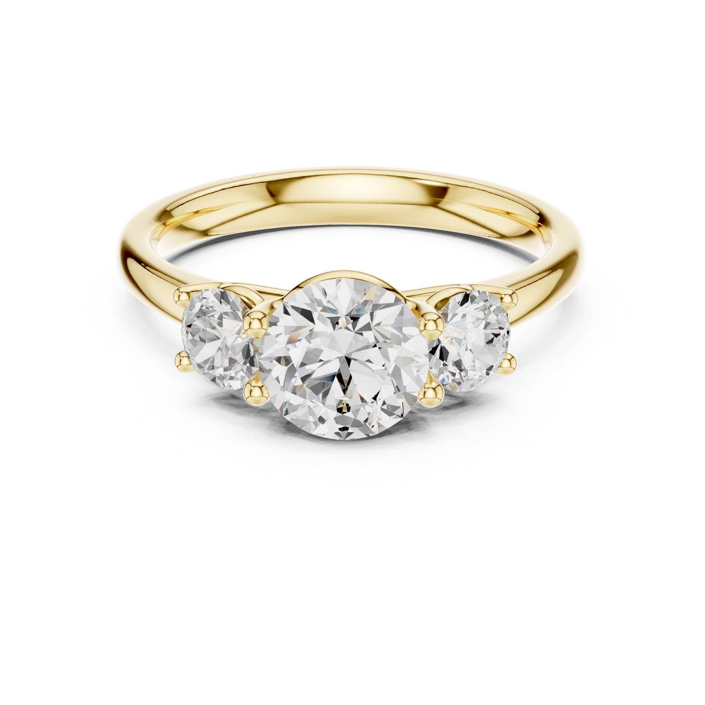 Classic Three-Stone Round Brilliant Cut Diamond Ring