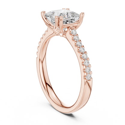 Princess Cut Diamond Engagement Ring with Pave Band