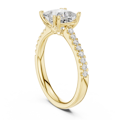 Princess Cut Diamond Engagement Ring with Pave Band