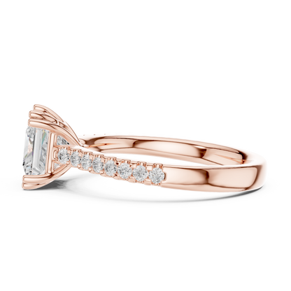 Princess Cut Diamond Engagement Ring with Pave Band