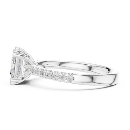 Princess Cut Diamond Engagement Ring with Pave Band