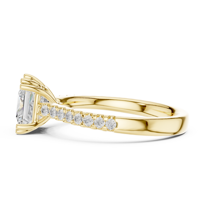 Princess Cut Diamond Engagement Ring with Pave Band
