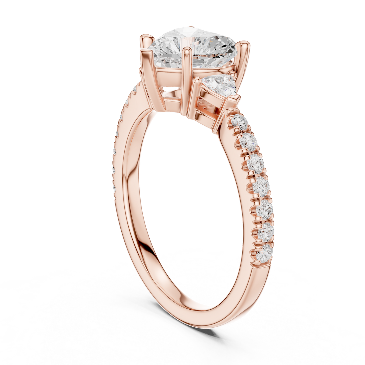 Heart-Cut Diamond Three-Stone Engagement Ring