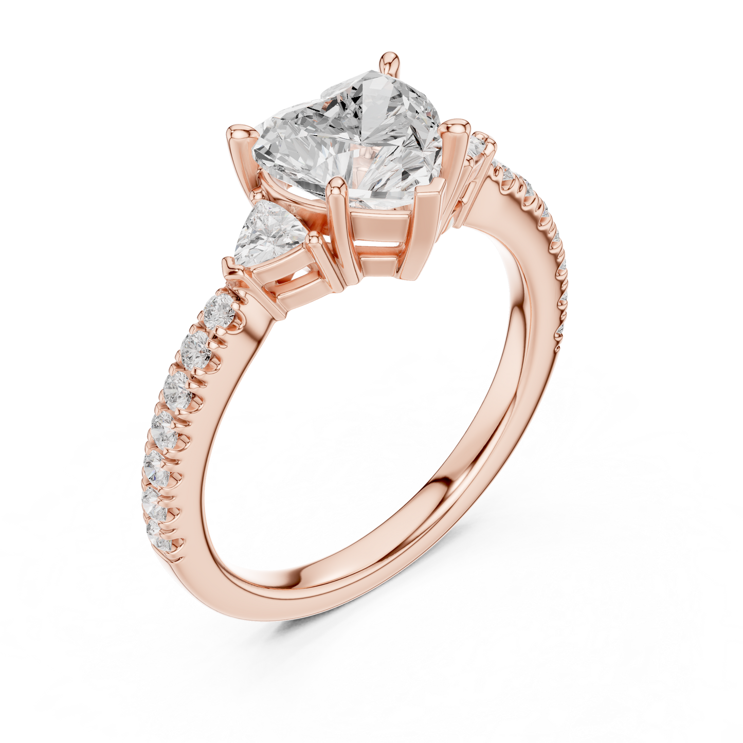Heart-Cut Diamond Three-Stone Engagement Ring