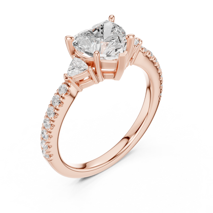 Heart-Cut Diamond Three-Stone Engagement Ring