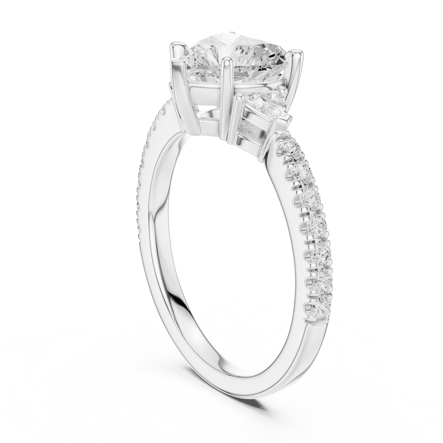 Heart-Cut Diamond Three-Stone Engagement Ring