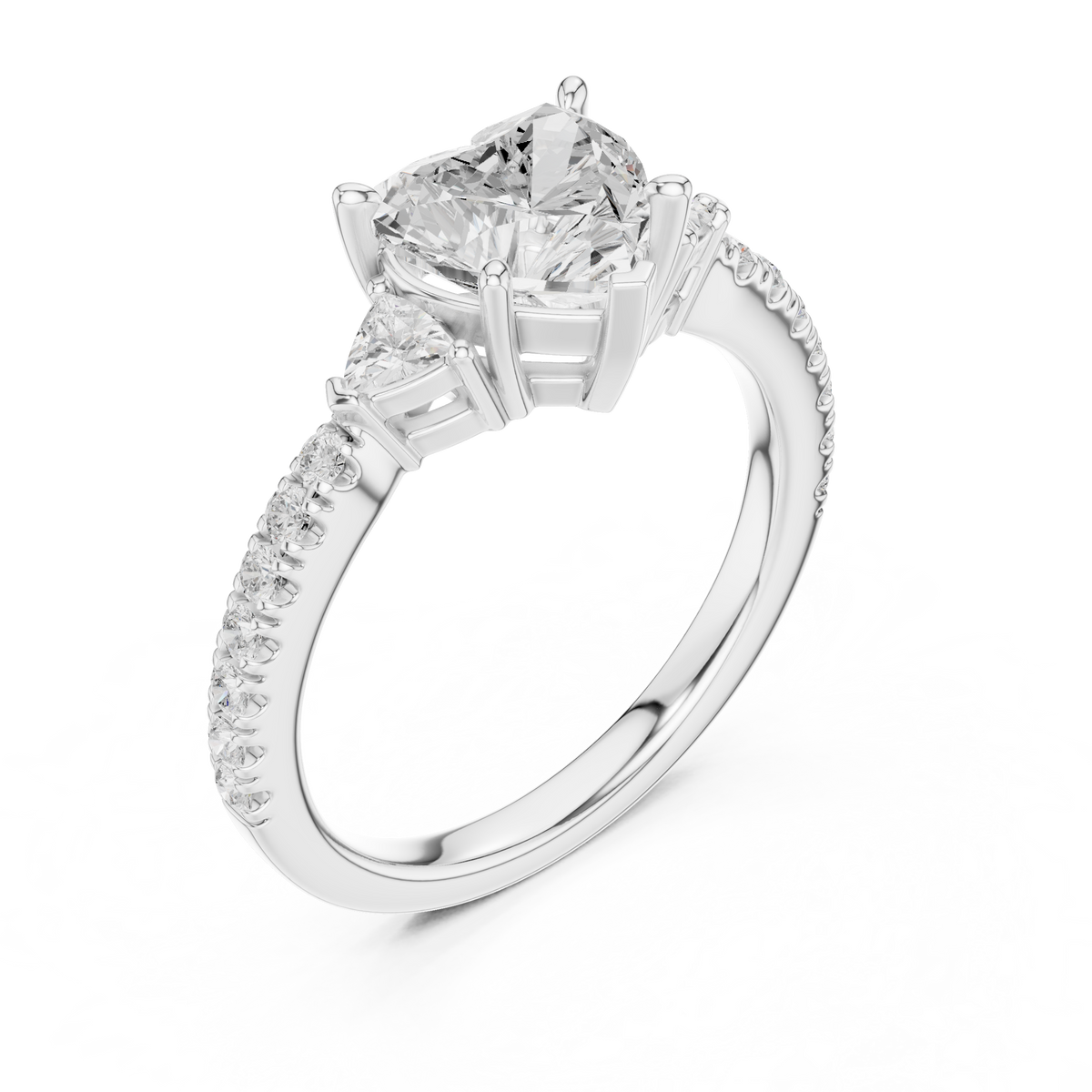 Heart-Cut Diamond Three-Stone Engagement Ring