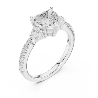 Heart-Cut Diamond Three-Stone Engagement Ring