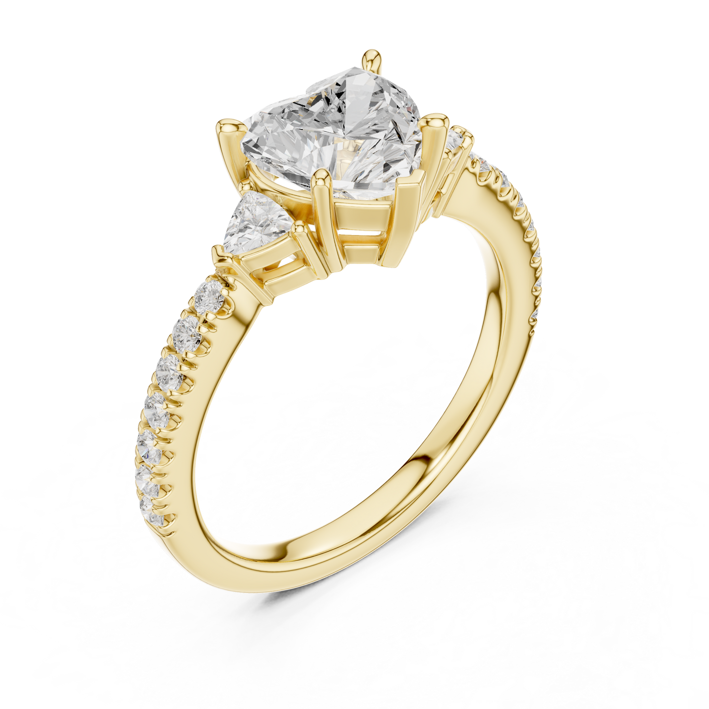 Heart-Cut Diamond Three-Stone Engagement Ring