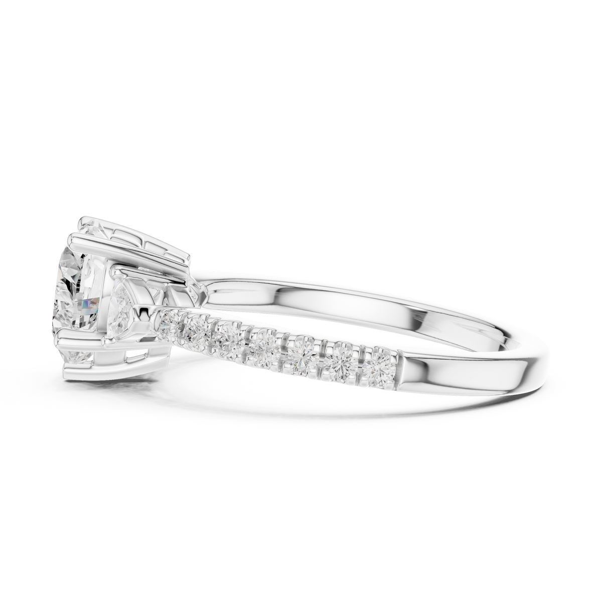Heart-Cut Diamond Three-Stone Engagement Ring
