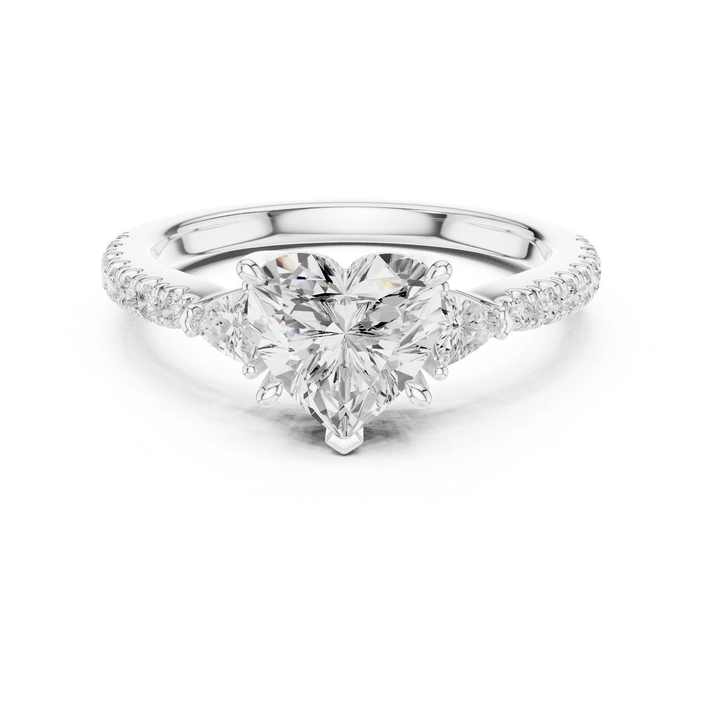 Heart-Cut Diamond Three-Stone Engagement Ring